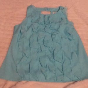 Turquoise ruffle top